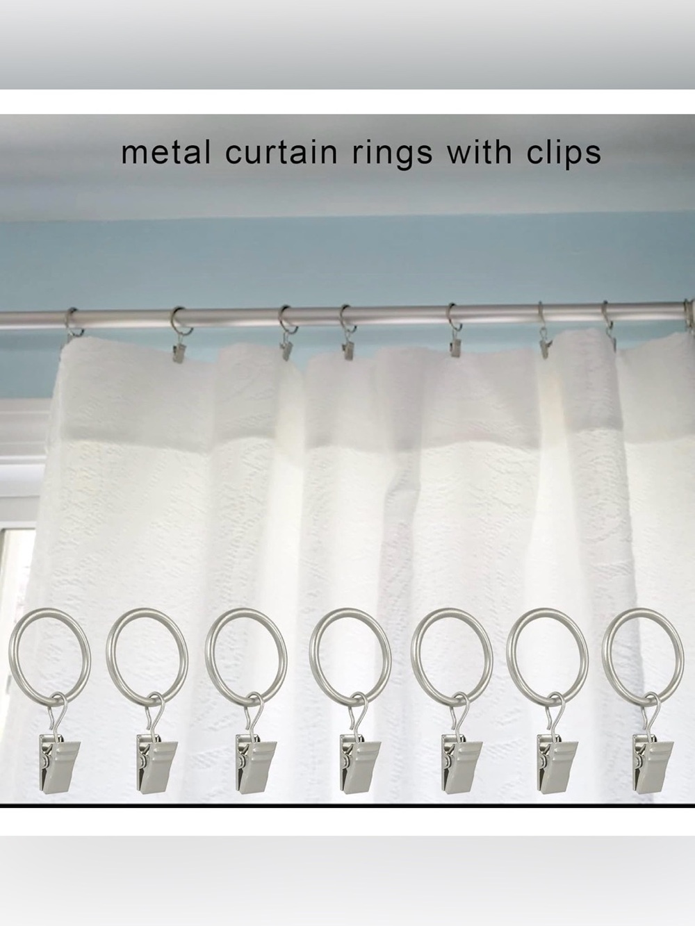 BNWT 44 PCS SILVER CURTAIN ROD RINGS FOR CURTAINS OR BABY CLOTHES ORGANIZING - Picture 6 of 11